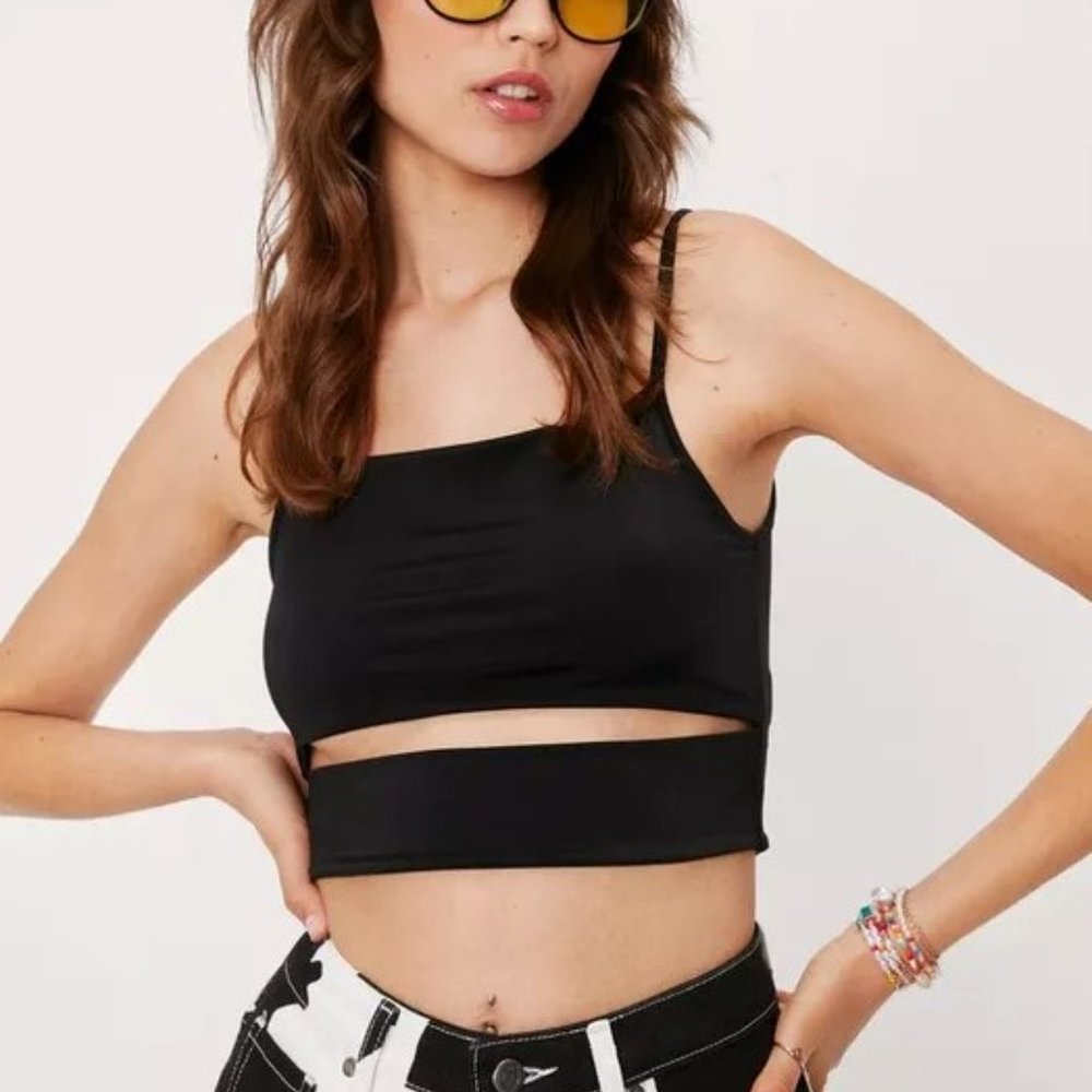 nastygal cut out underbust cropped cami size 10